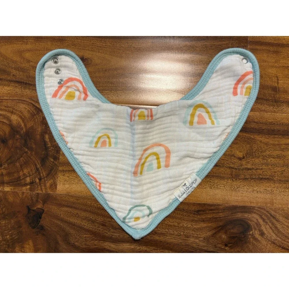 LouLou Lollipop Muslin Bandana Bibs, Rainbow and Llama